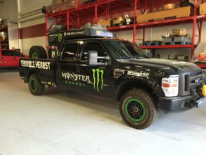 Race Support Trucks Get Ceramic Window Tint to Stay Cool